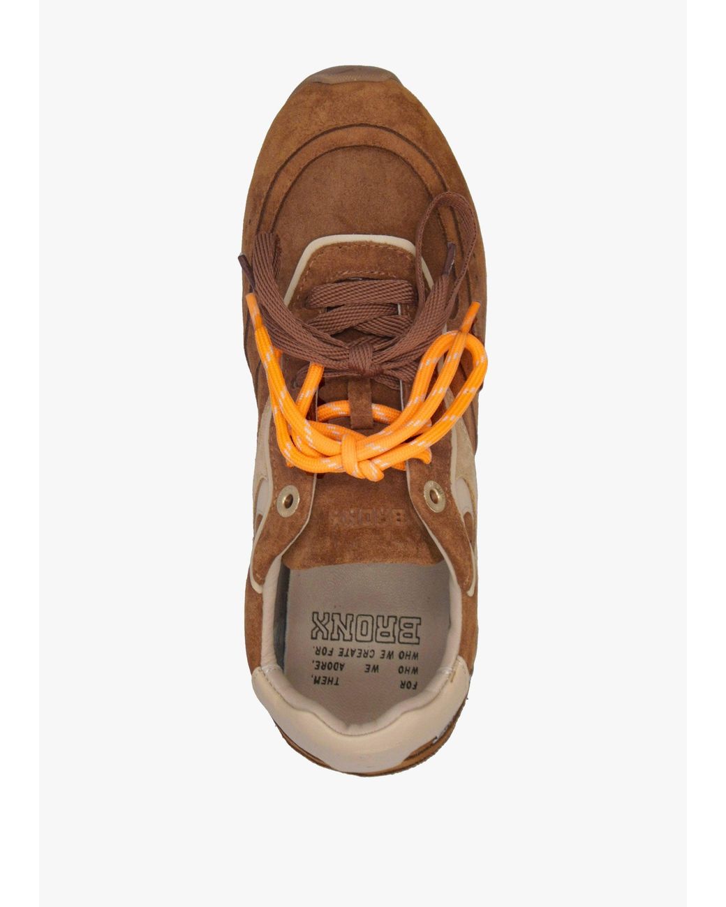 Bronx Brown Myr-Aa Caramel Oakmilk Suede Low Top Trainers