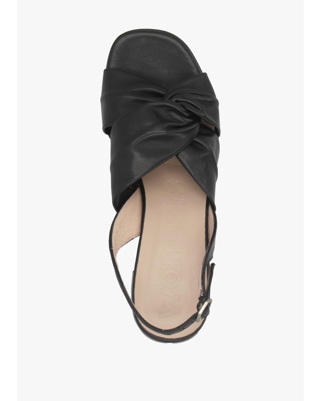 Wonders Black F-8202 Block Heel Sandals