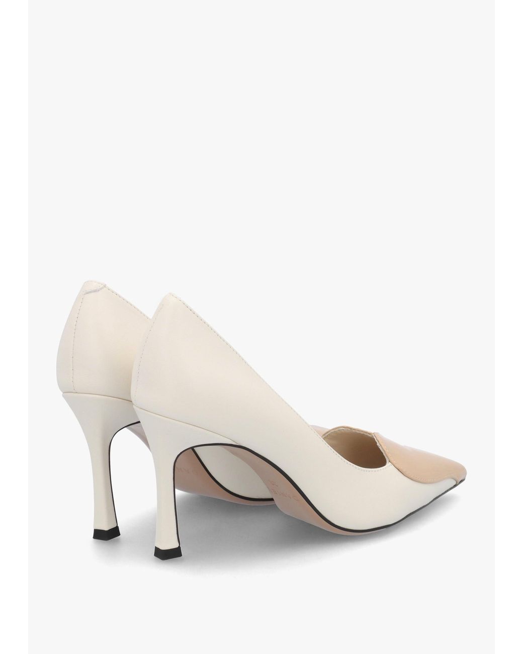 Daniel White Elove Cream Leather Nude Heart Toe Cap Court Shoes