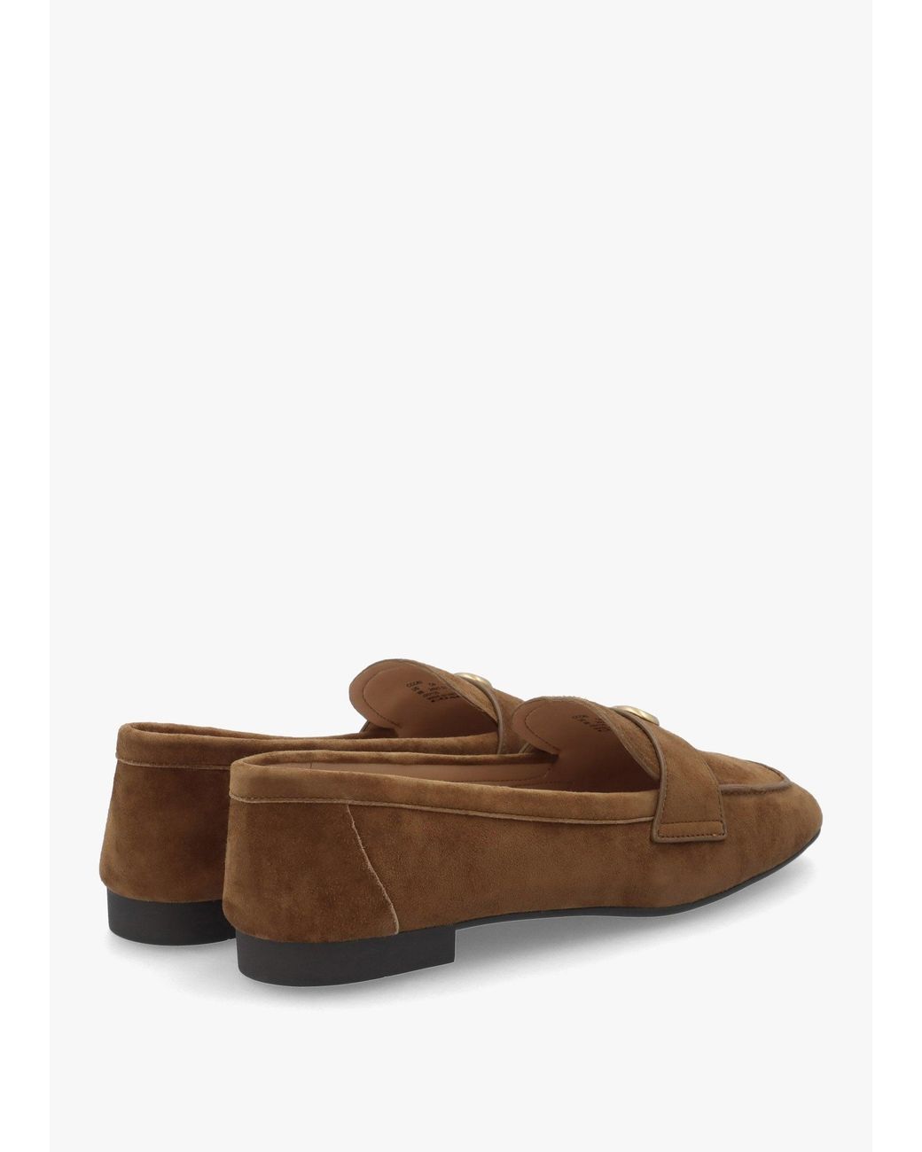 COACH Brown Sculpted C Coconut Suede Loafers