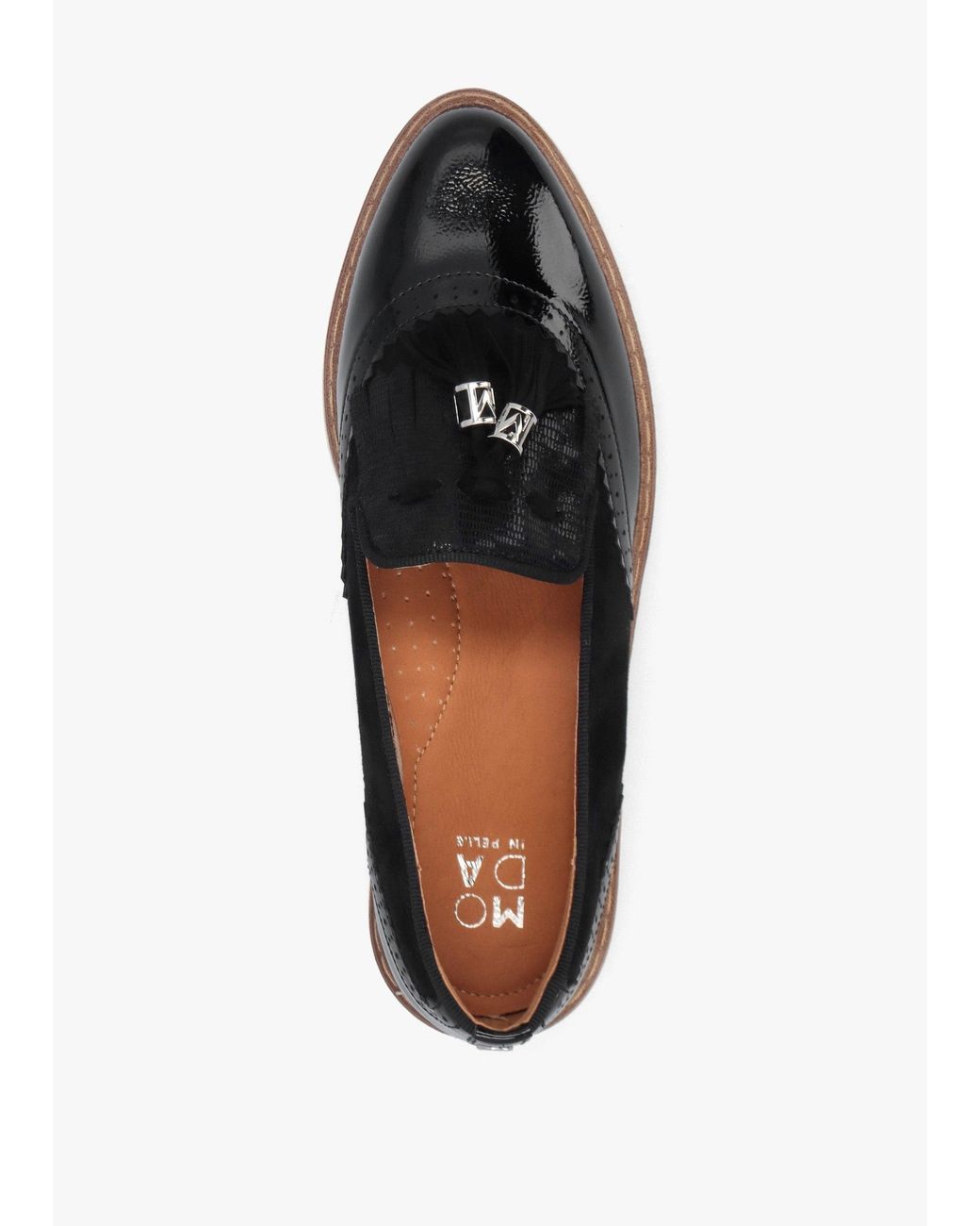 Moda In Pelle Black Ellee Patent & Suedette Tassel Loafers