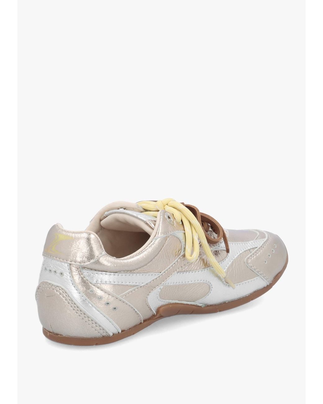 Bronx White Myr-Aa & Metallic Leather Low Profile Trainers