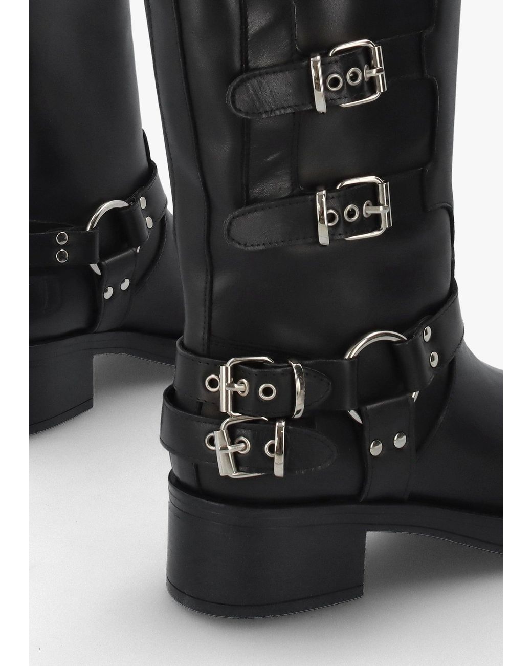 Daniel Black Multi Buckle Biker Knee Boots