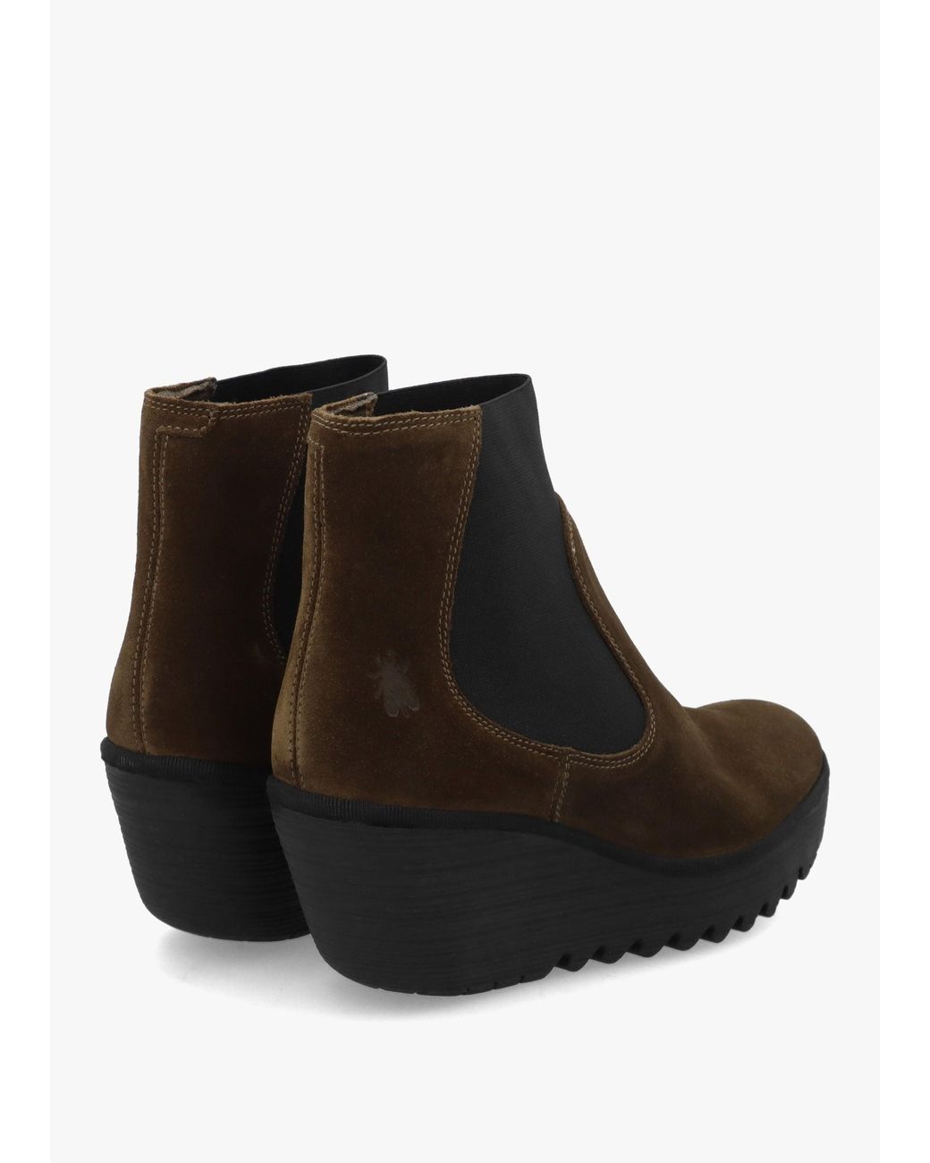 Fly London Black Yade Suede Wedge Chelsea Boots