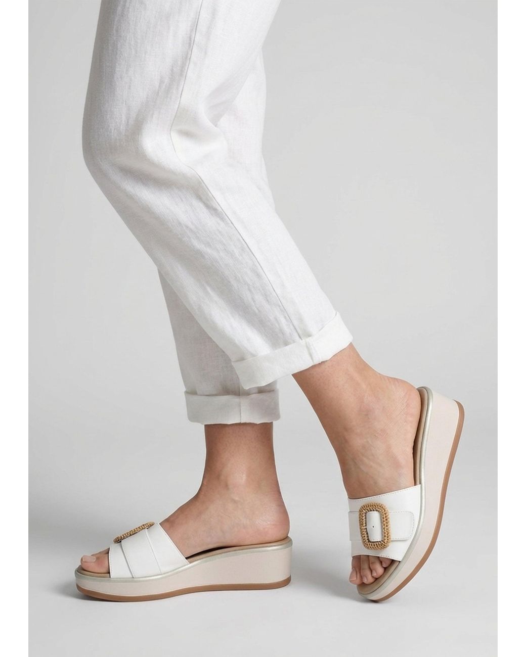 Daniel White Rowhip Woven Buckle Flatform Mules