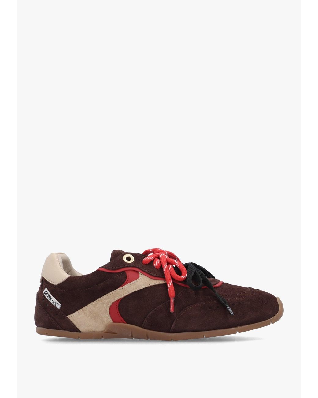 Bronx Red Myr-Aa Coffee Bean Oakmilk Suede Low Top Trainers