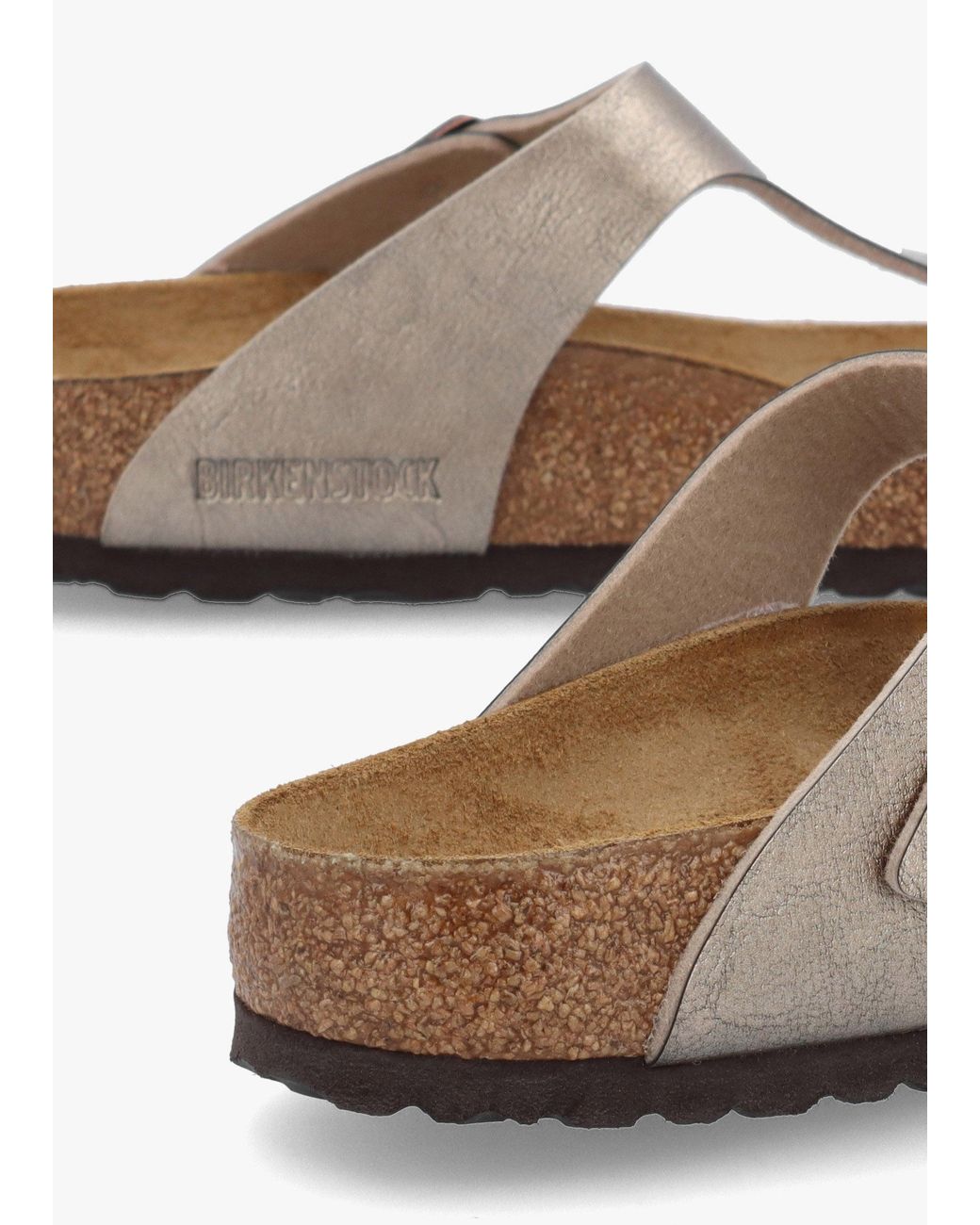 Birkenstock White Gizeh Graceful Taupe Birko-Flor Sandals