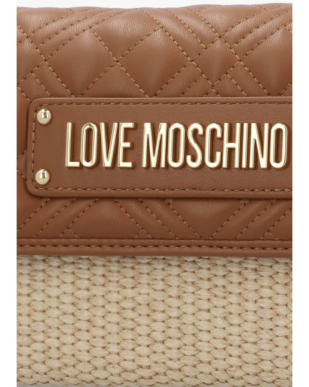 Love Moschino Brown Straw Chic Cuoio Cross-Body Bag
