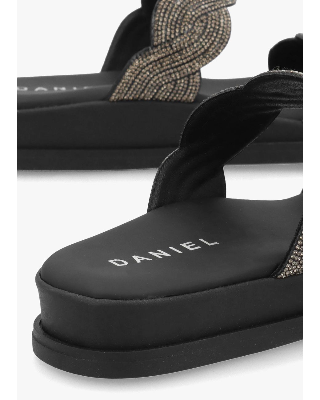 Daniel White Larkle Diamante Swirl Flat Mules