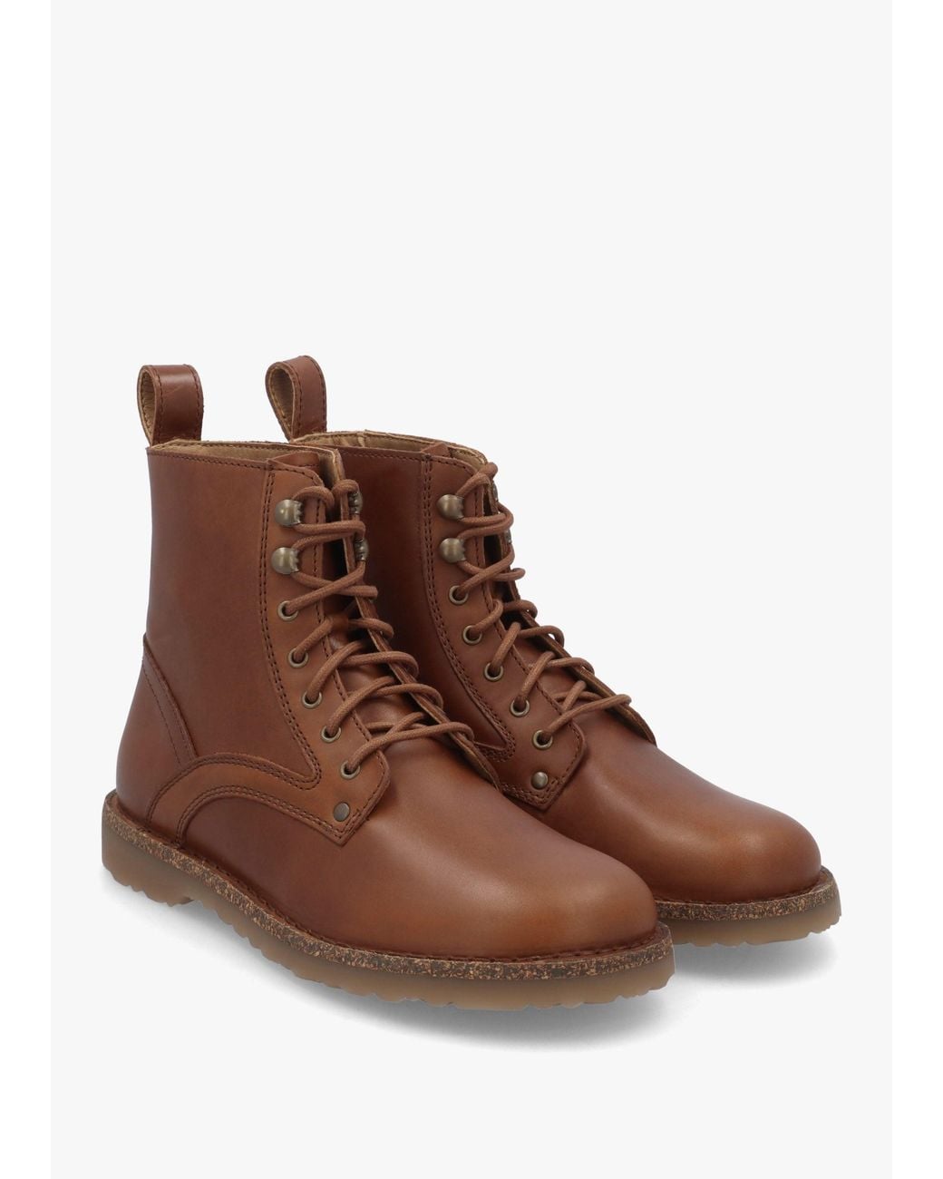 Birkenstock Brown Bryson Natural Leather Cognac Lace Up Ankle Boots