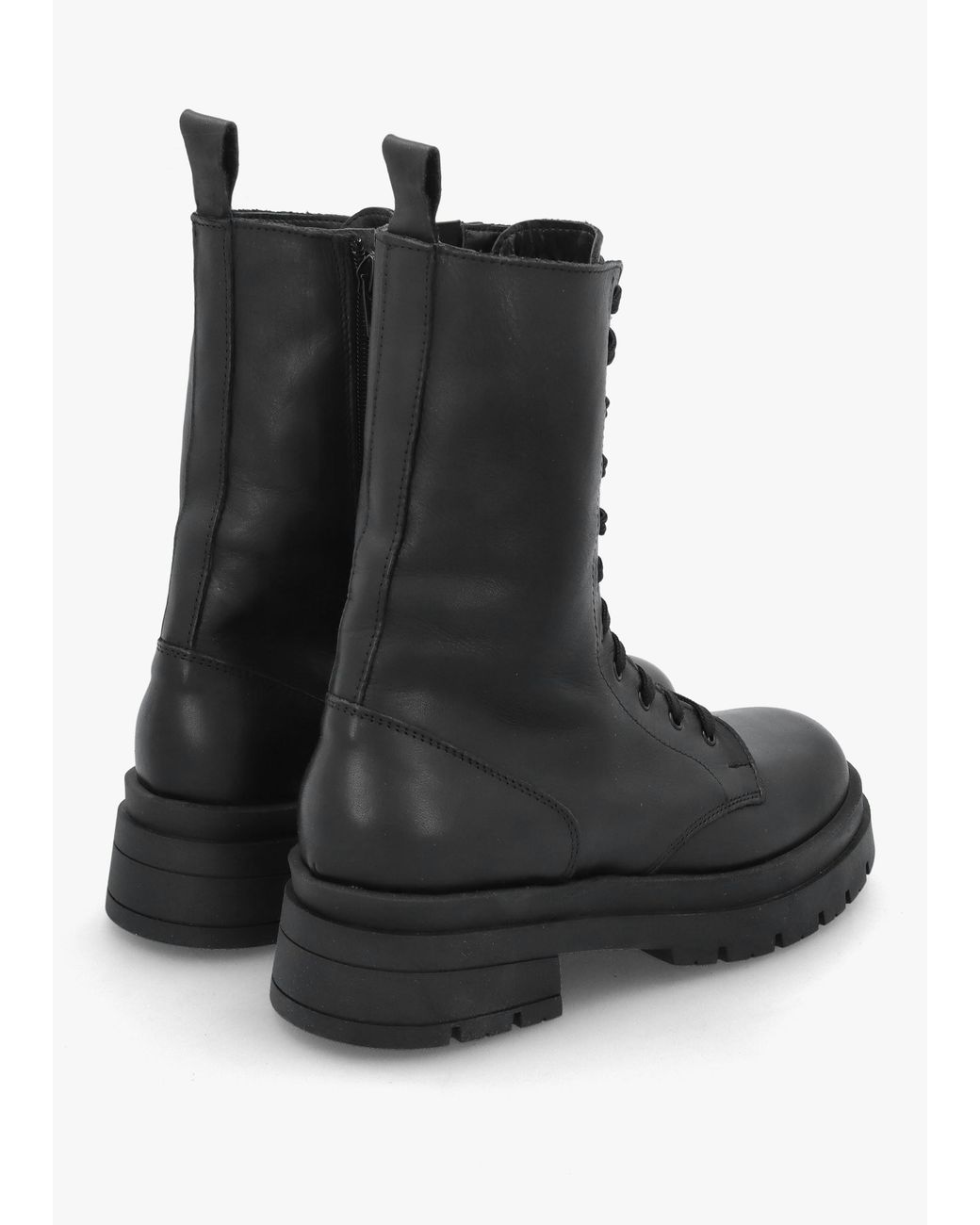 Daniel Black High Shaft Lace Up Biker Boots