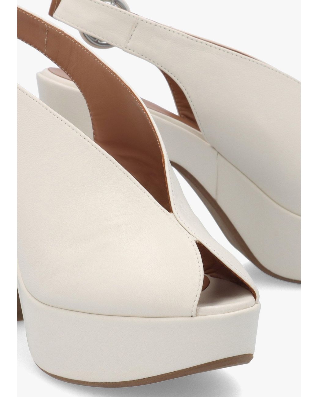 Daniel White Solay Cream Leather Platform Heeled Sandals