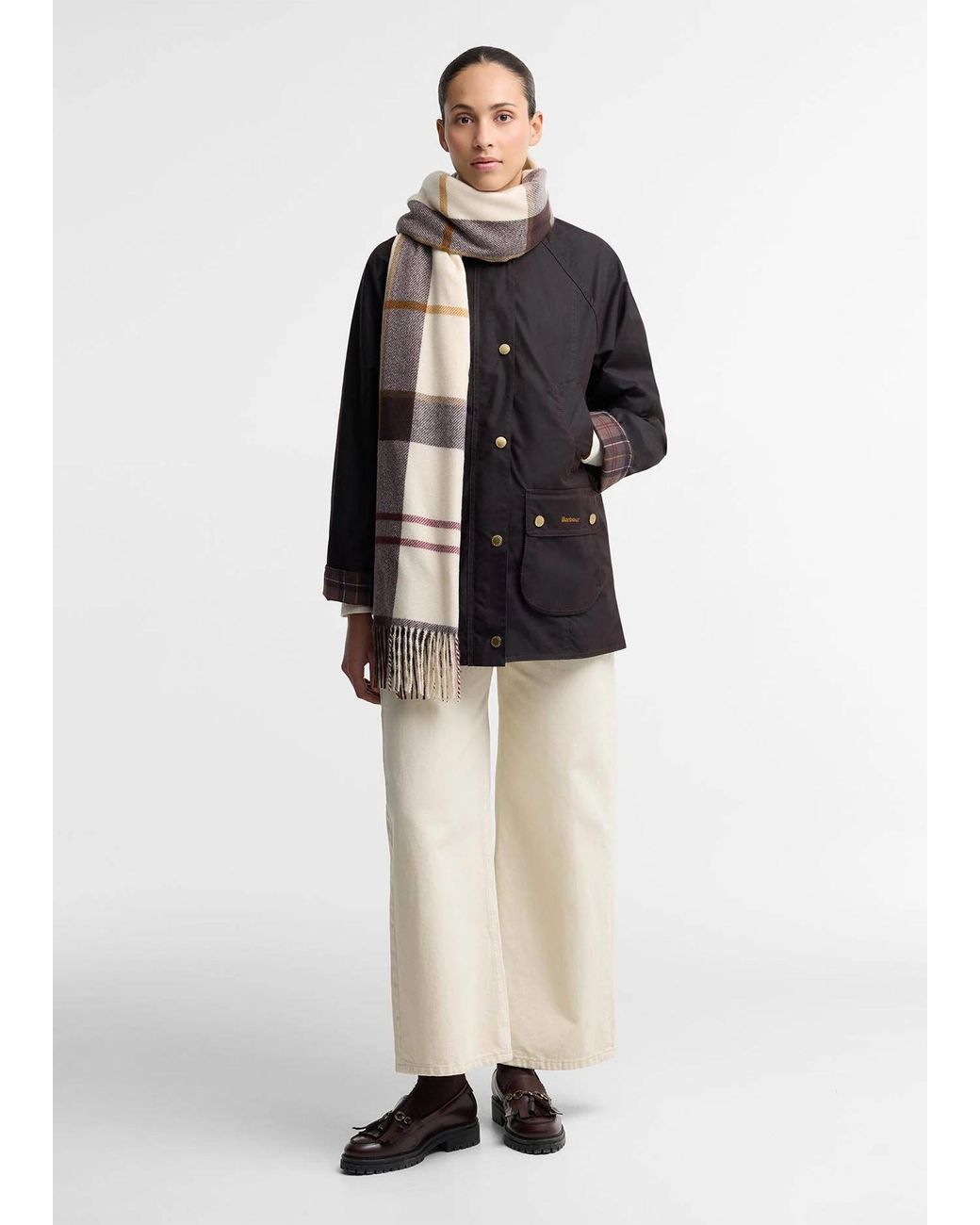 Barbour Natural Harriet Light Muted Tartan Scarf