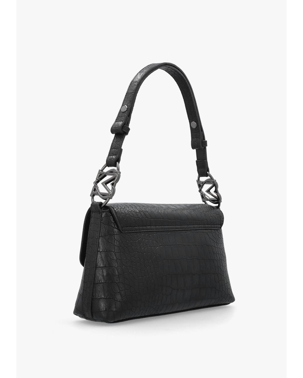 Love Moschino Black Moc Croc Shoulder Bag