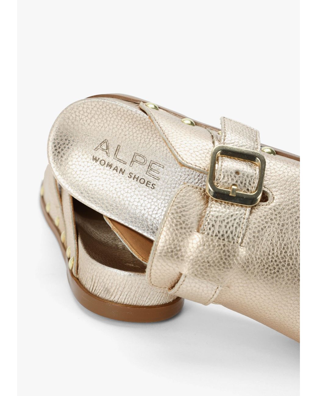 Alpe White Ambur Rose Leather Mule Clogs