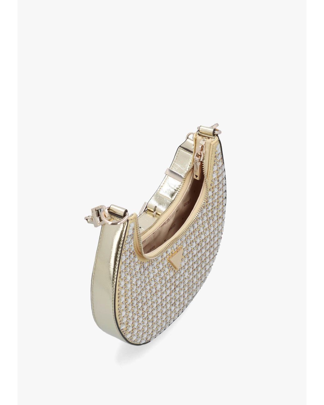 Guess White Small Lua Embellished Hobo Bag