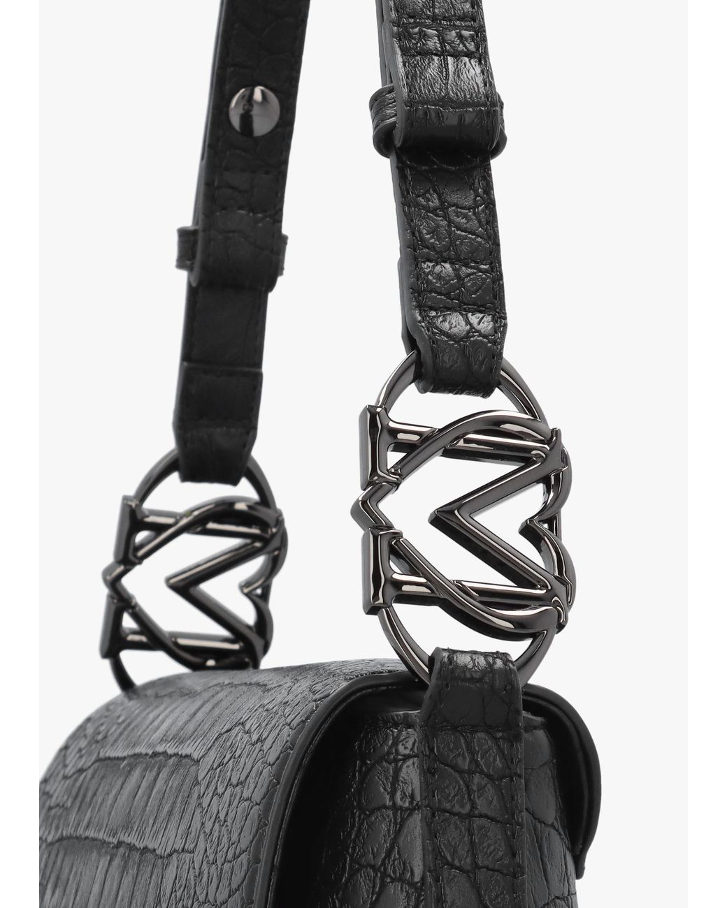Love Moschino Black Moc Croc Shoulder Bag