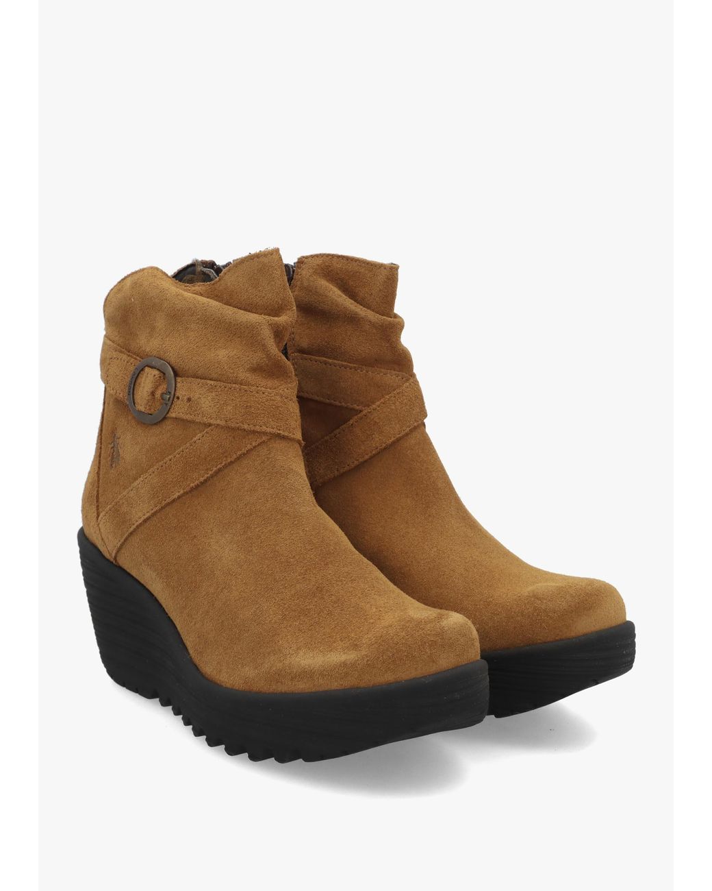 Fly London Brown Loik Tabacco Suede Wedge Ankle Boots