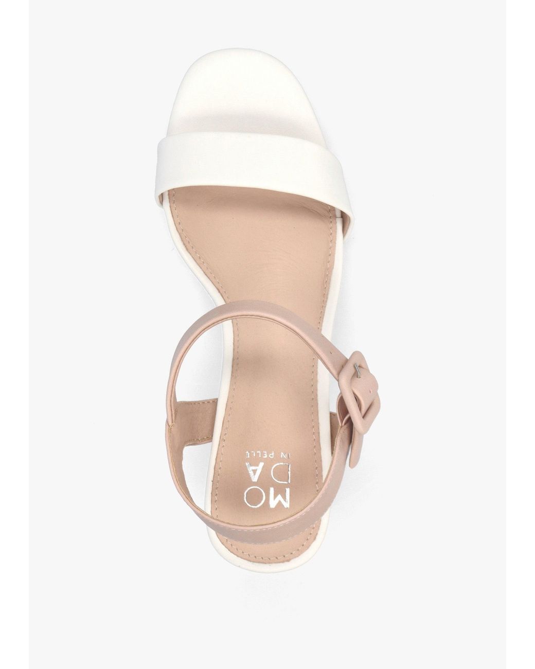 Moda In Pelle White Sandypearl Nude & Leather Heeled Sandals