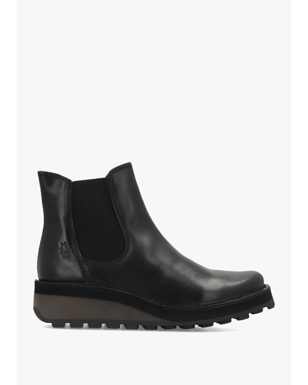 Fly London Black Huud Low Wedge Chelsea Boots