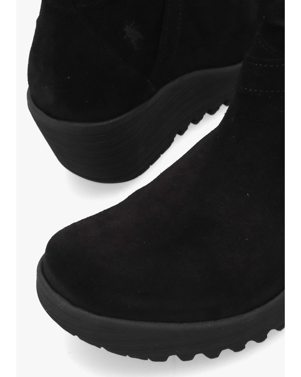 Fly London Black Loik Wedge Ankle Boots