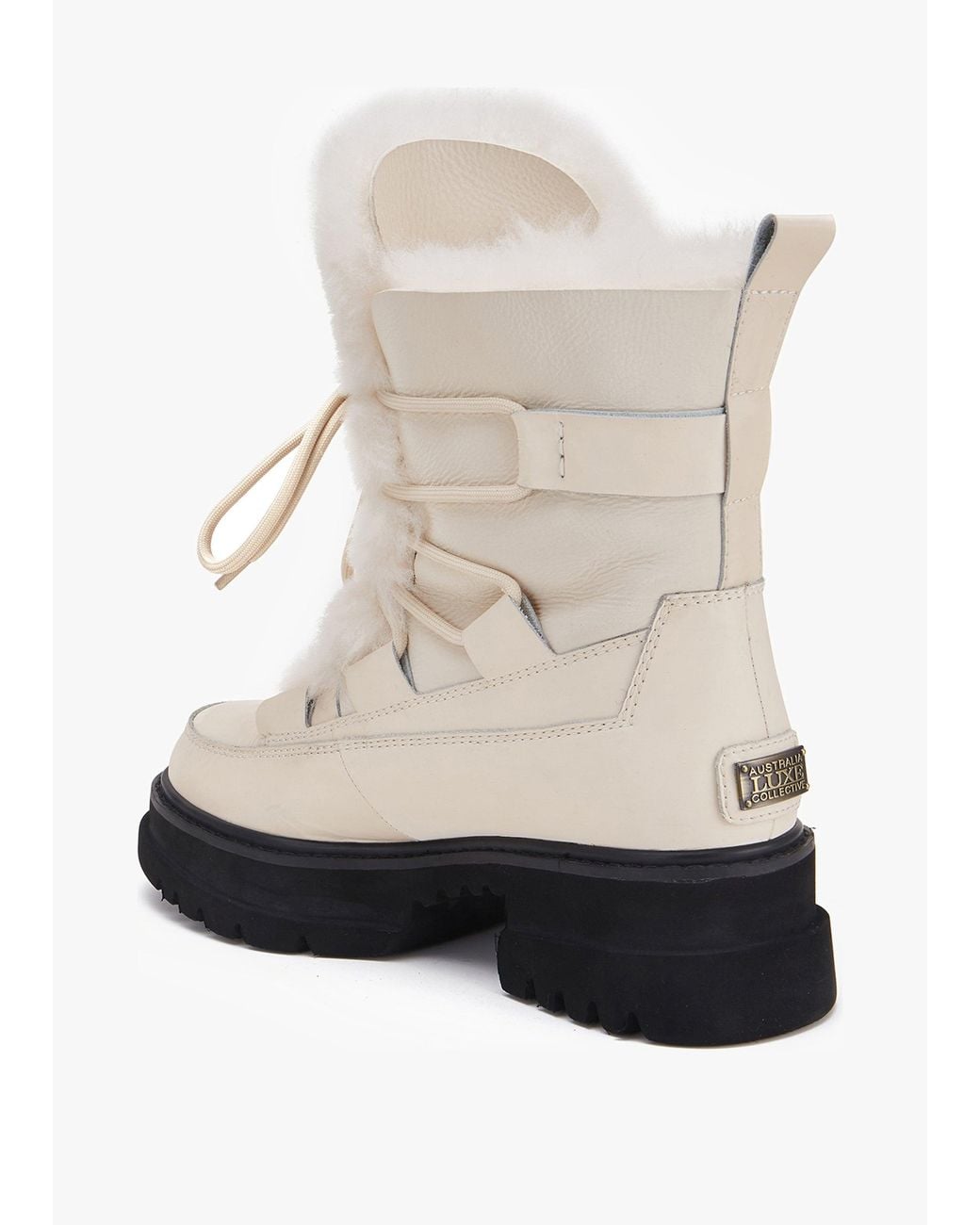Australia Luxe White Westward Camel Lace Up Shearling Boots