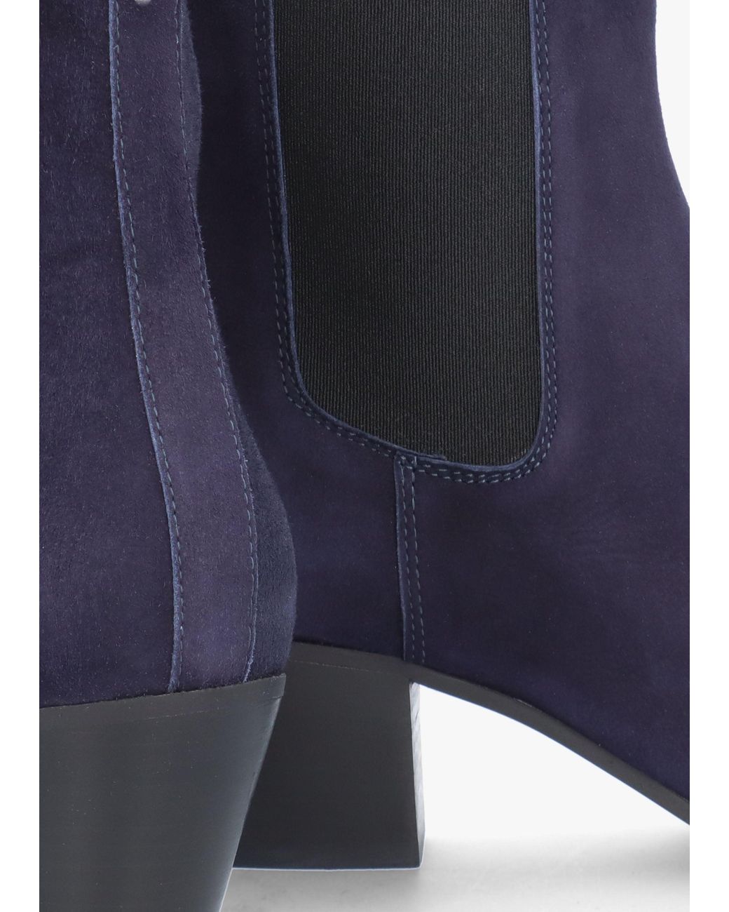 Evaluna Blue Margot Western Stacked Heel Chelsea Boots