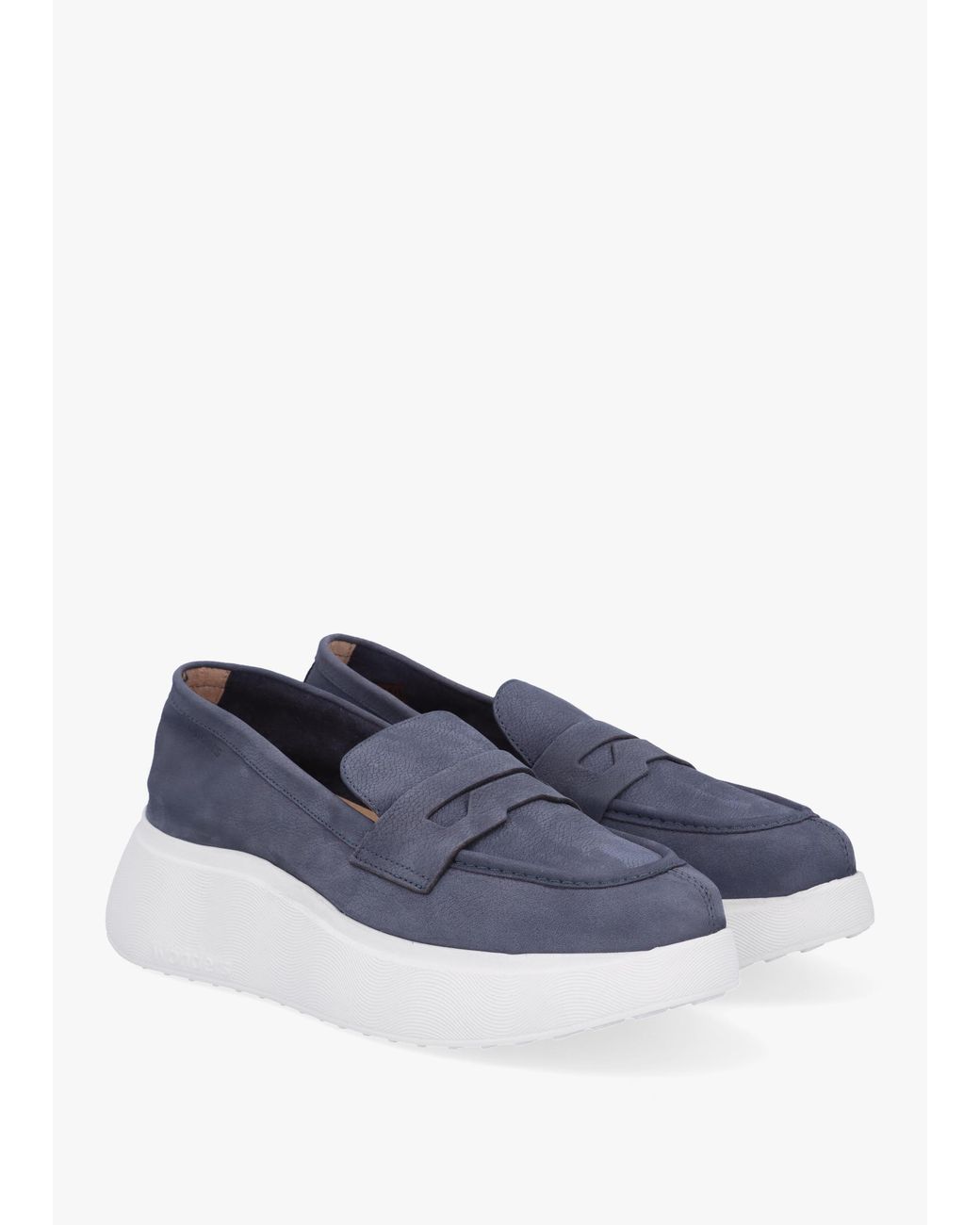 Wonders Blue Estela Nubuck Leather Chunky Loafers