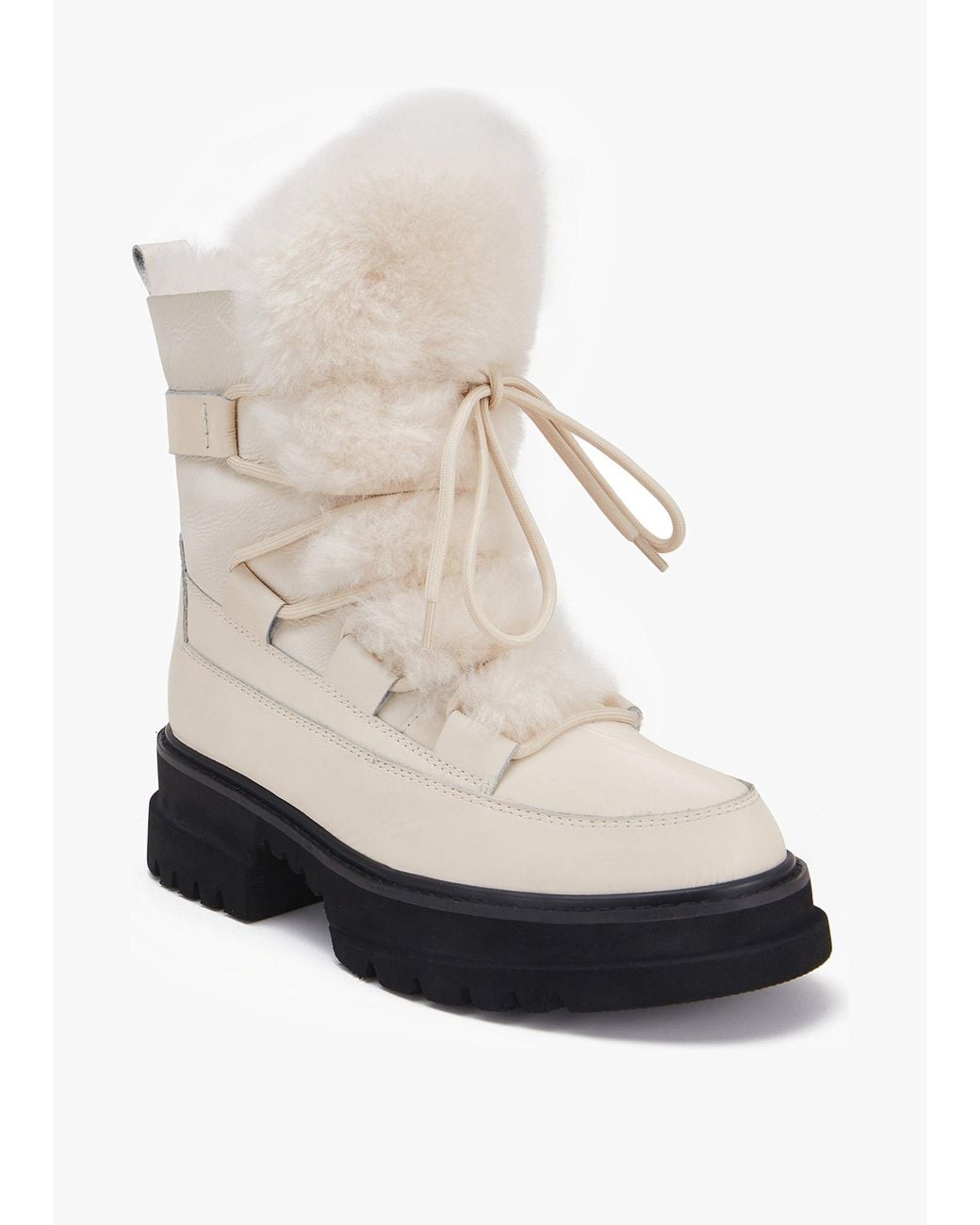 Australia Luxe White Westward Camel Lace Up Shearling Boots