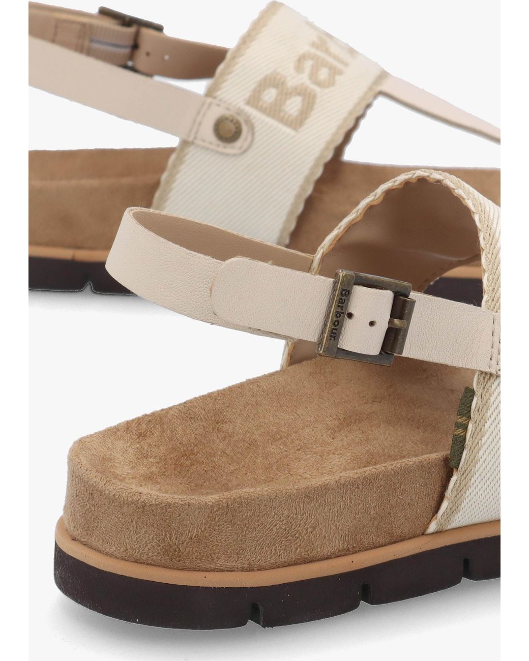 Barbour White Lumley Toe Post Sandals