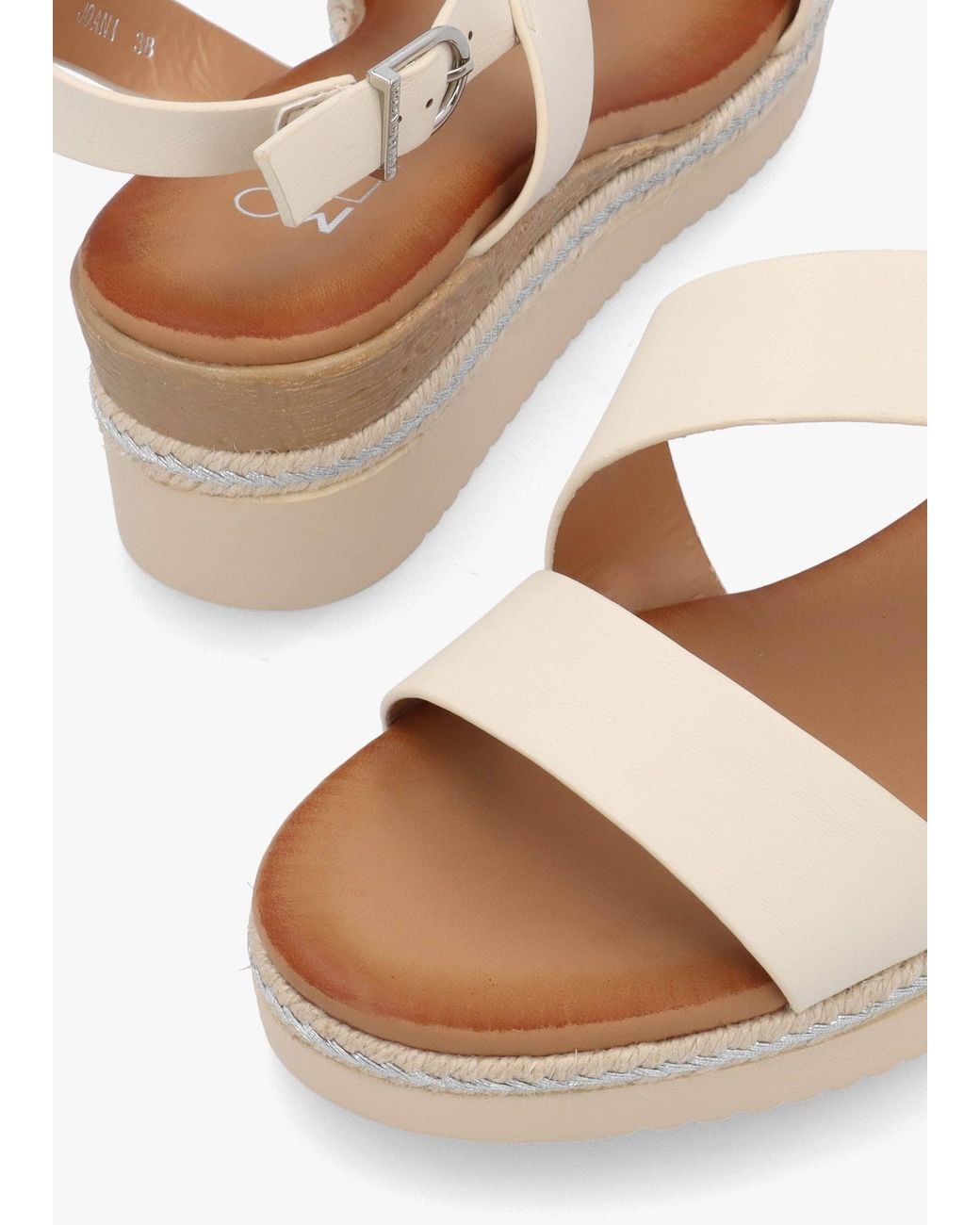 Moda In Pelle White Joani Cream Strappy Low Wedge Sandals