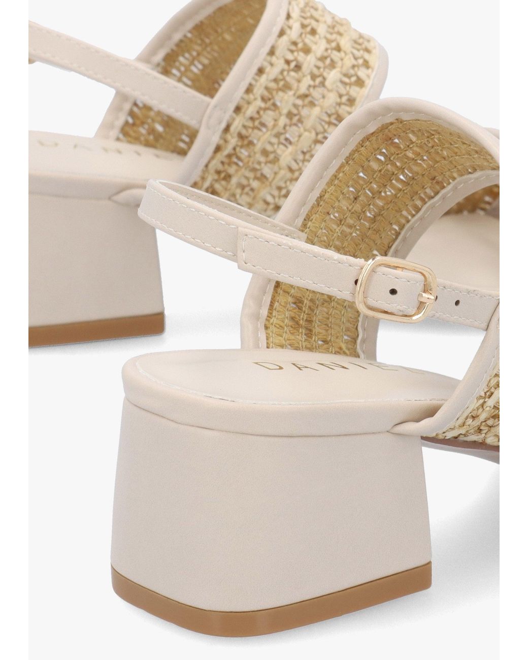 Daniel Natural Rebecca Woven Two Bar Mid-Block Heel Sandals