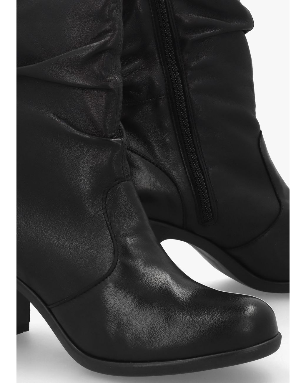 Fly London Black Klei Rouched Block Heel Ankle Boots