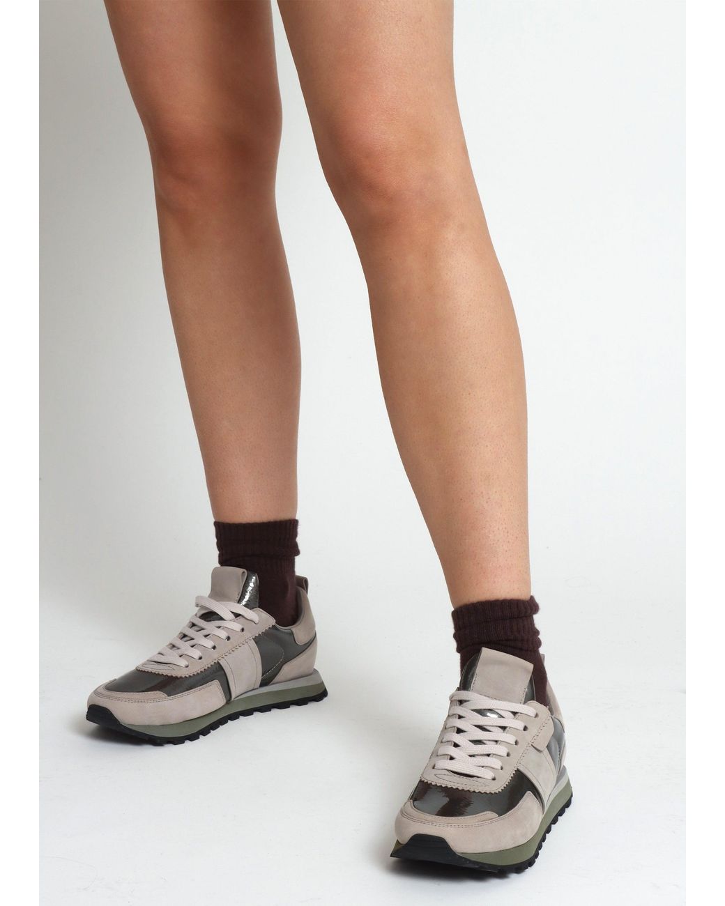 Daniel White Aimie Metallic Leather Runner Trainers