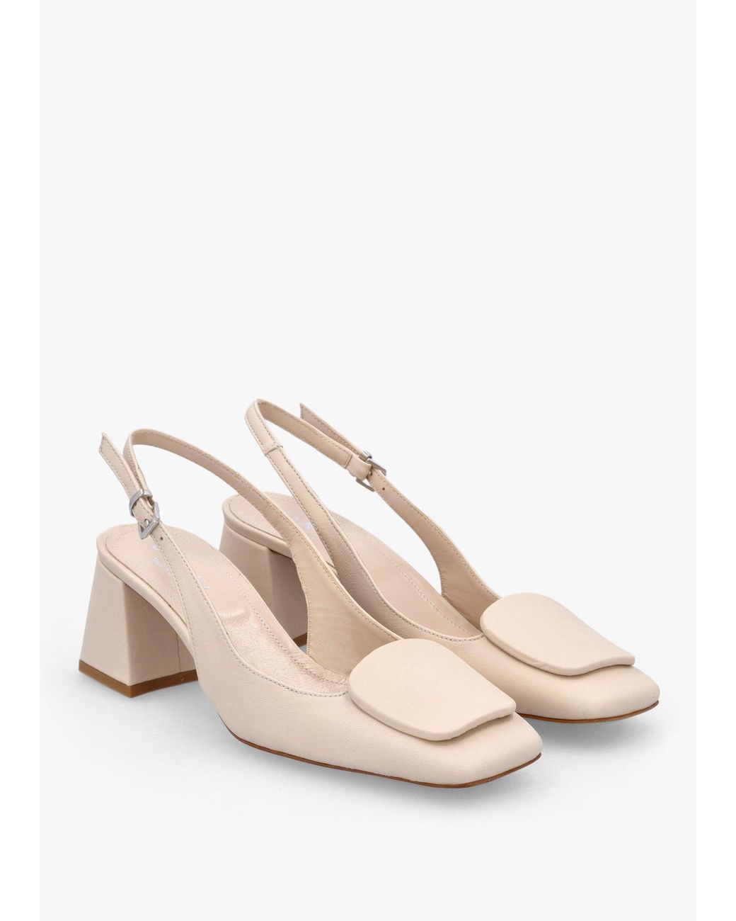 Daniel Natural Nessie Cream Leather Block Heel Sling Backs