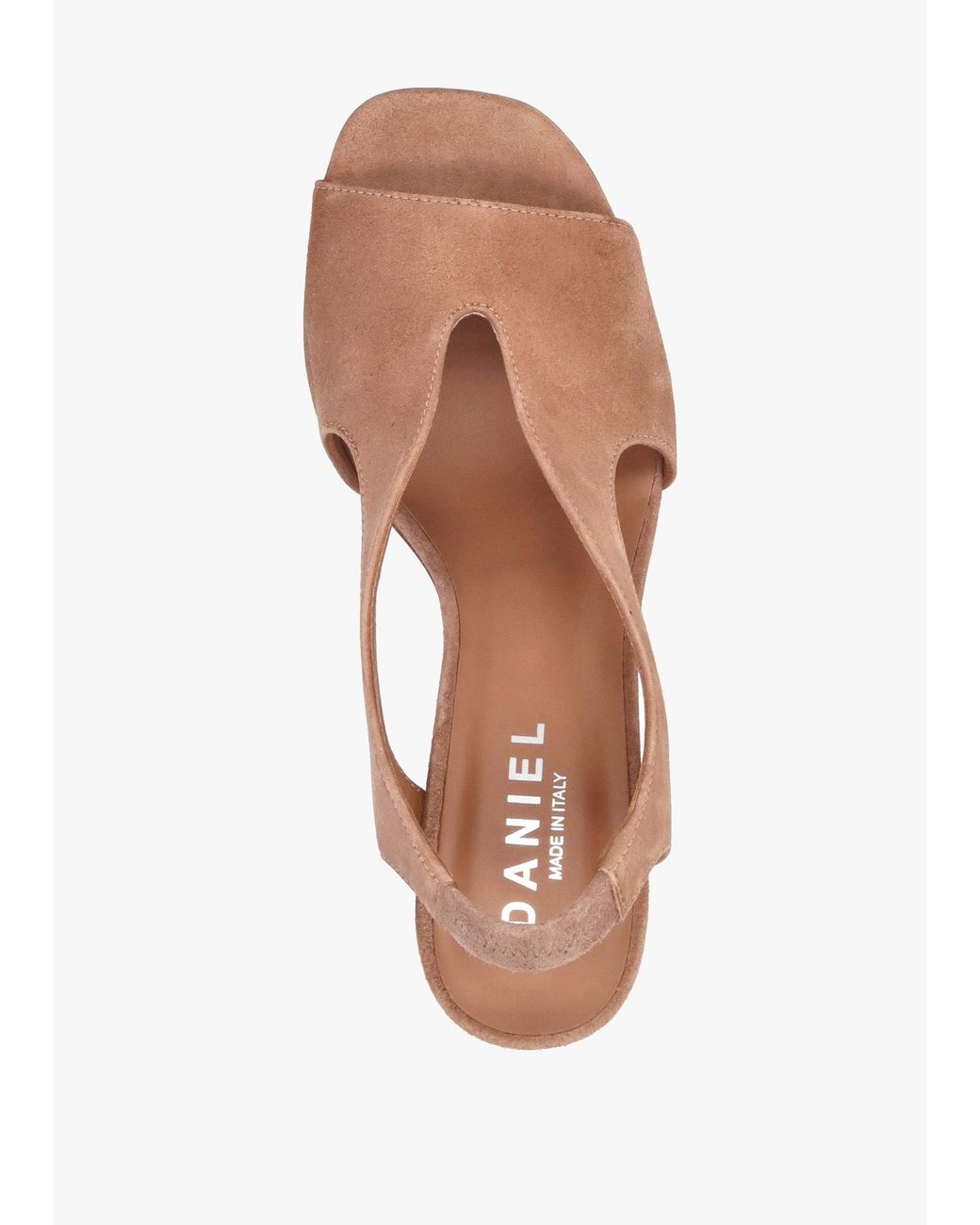 Daniel Multicolor Scoop Tan Suede Cut Away Shaped Heel Sandals