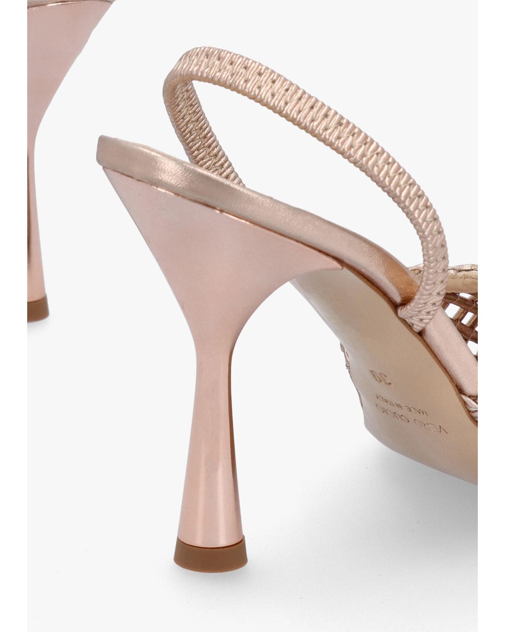 Daniel White Tiffi Rose Gold Metallic Leather Woven Sling Back Court Shoes