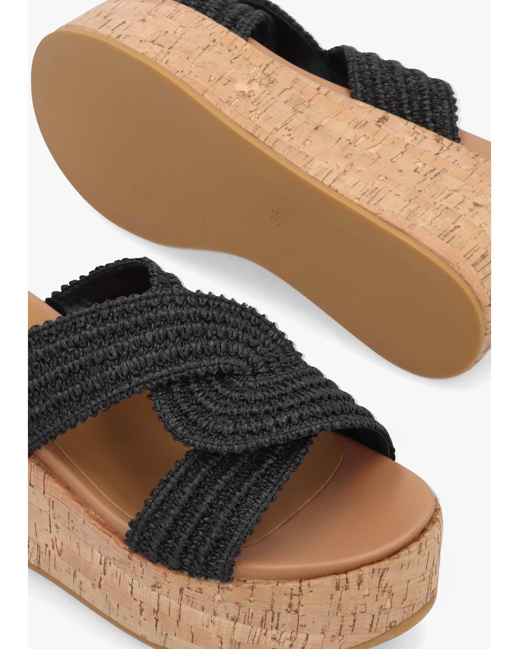 Daniel Black River Woven Raffia Flatform Mules