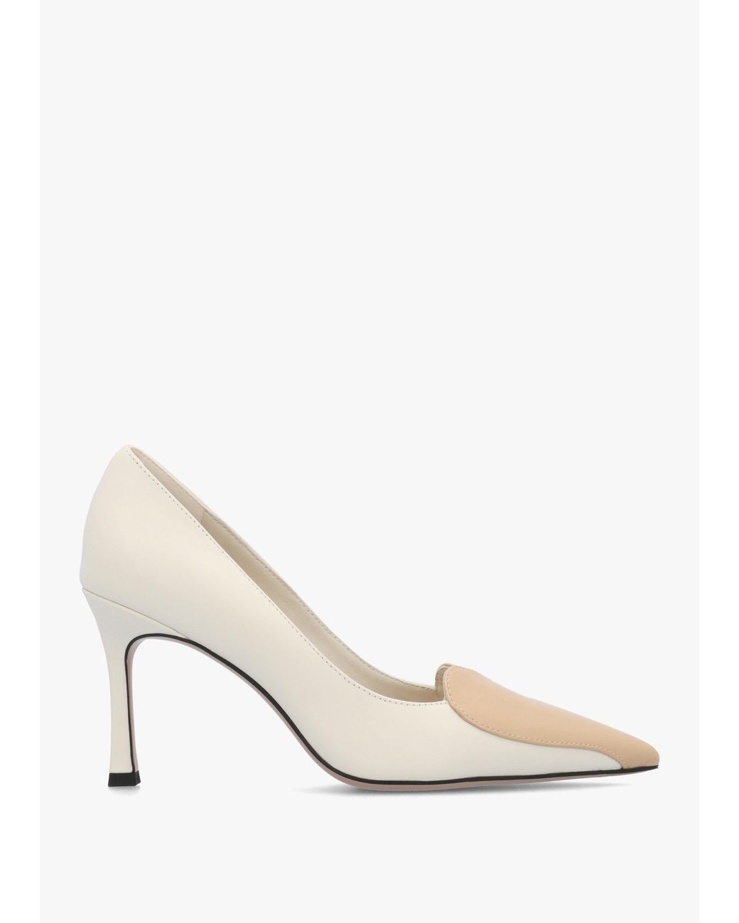 Daniel White Elove Cream Leather Nude Heart Toe Cap Court Shoes