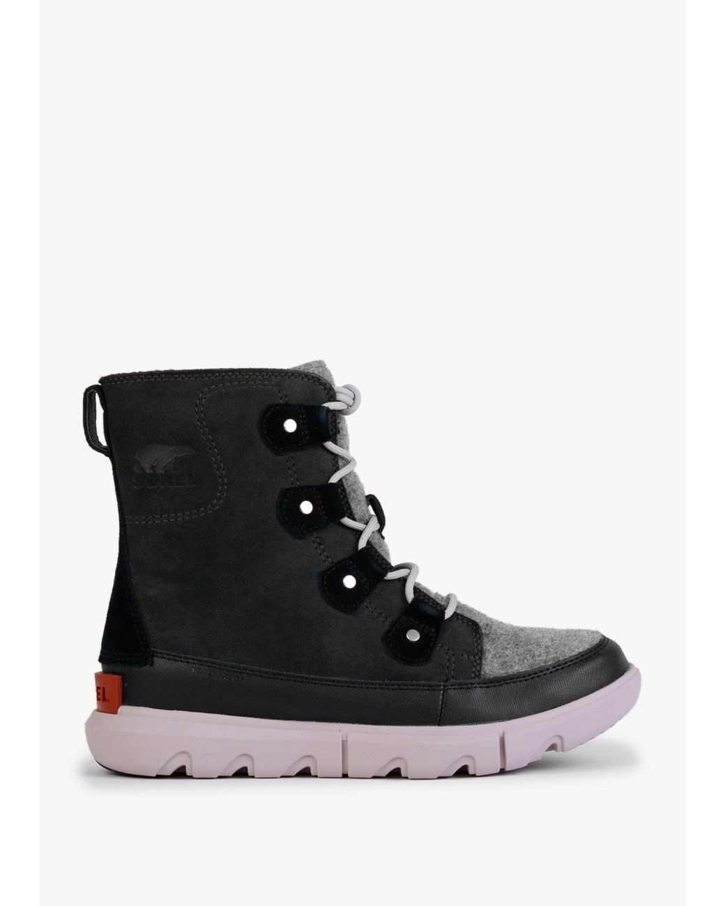 Sorel Black Explorer Ii Joan Felt Jet Vapor Suede Ankle Boots