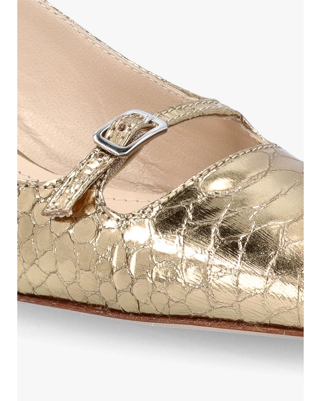 Daniel Natural Nux Leather Reptile Low Heel Court Shoes