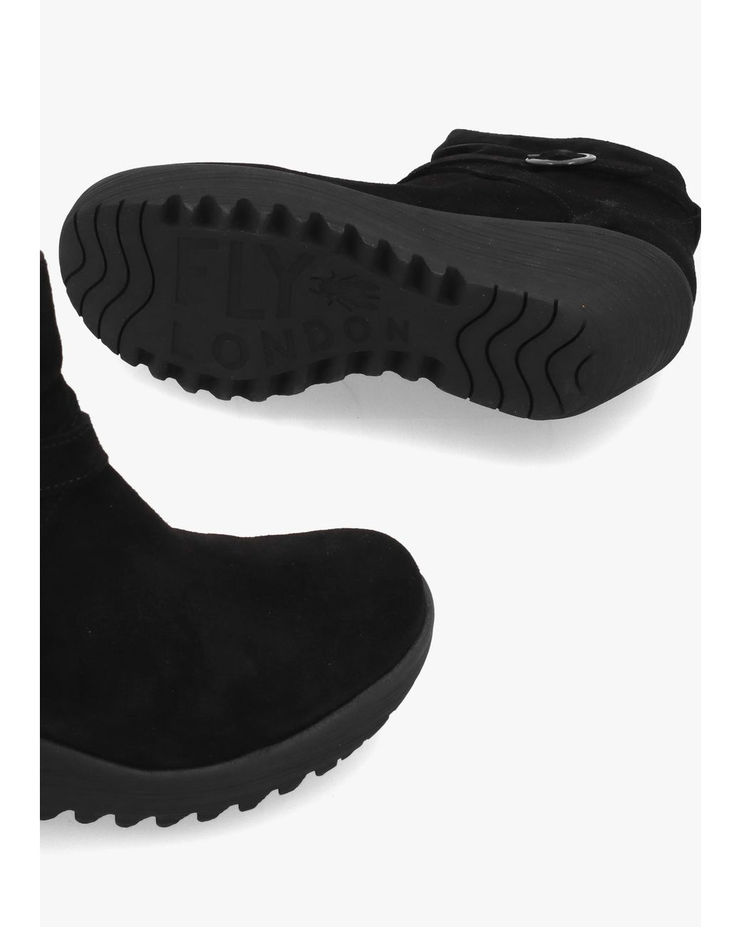 Fly London Black Loik Wedge Ankle Boots