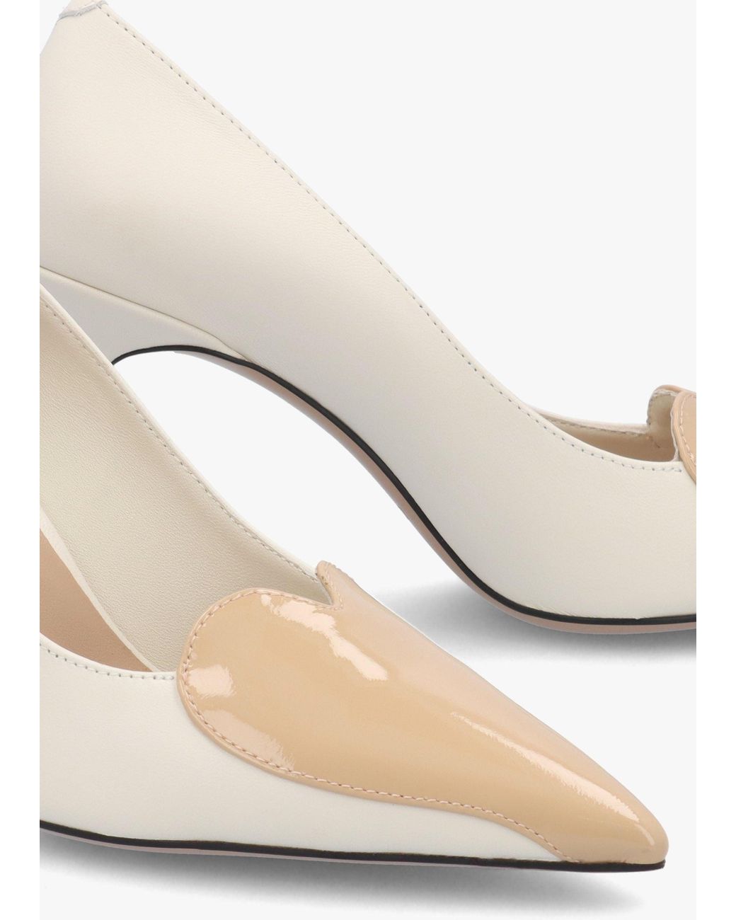 Daniel White Elove Cream Leather Nude Heart Toe Cap Court Shoes