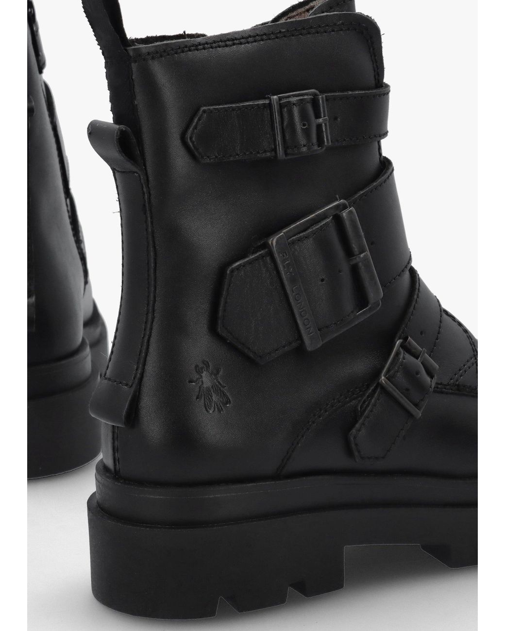 Fly London Black Jeda Biker Boots
