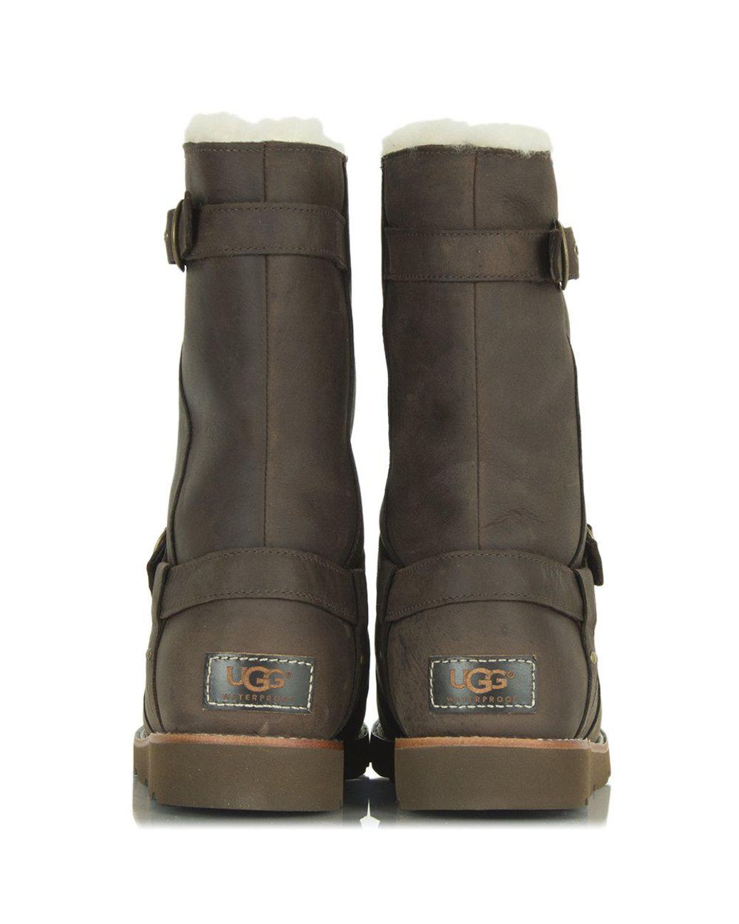 UGG Noira Brownstone Leather Flat Calf Boot | Lyst