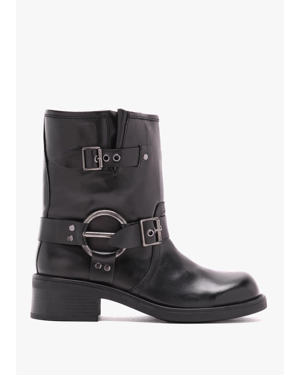 Daniel Ibike Black Leather Chunky Biker Boots