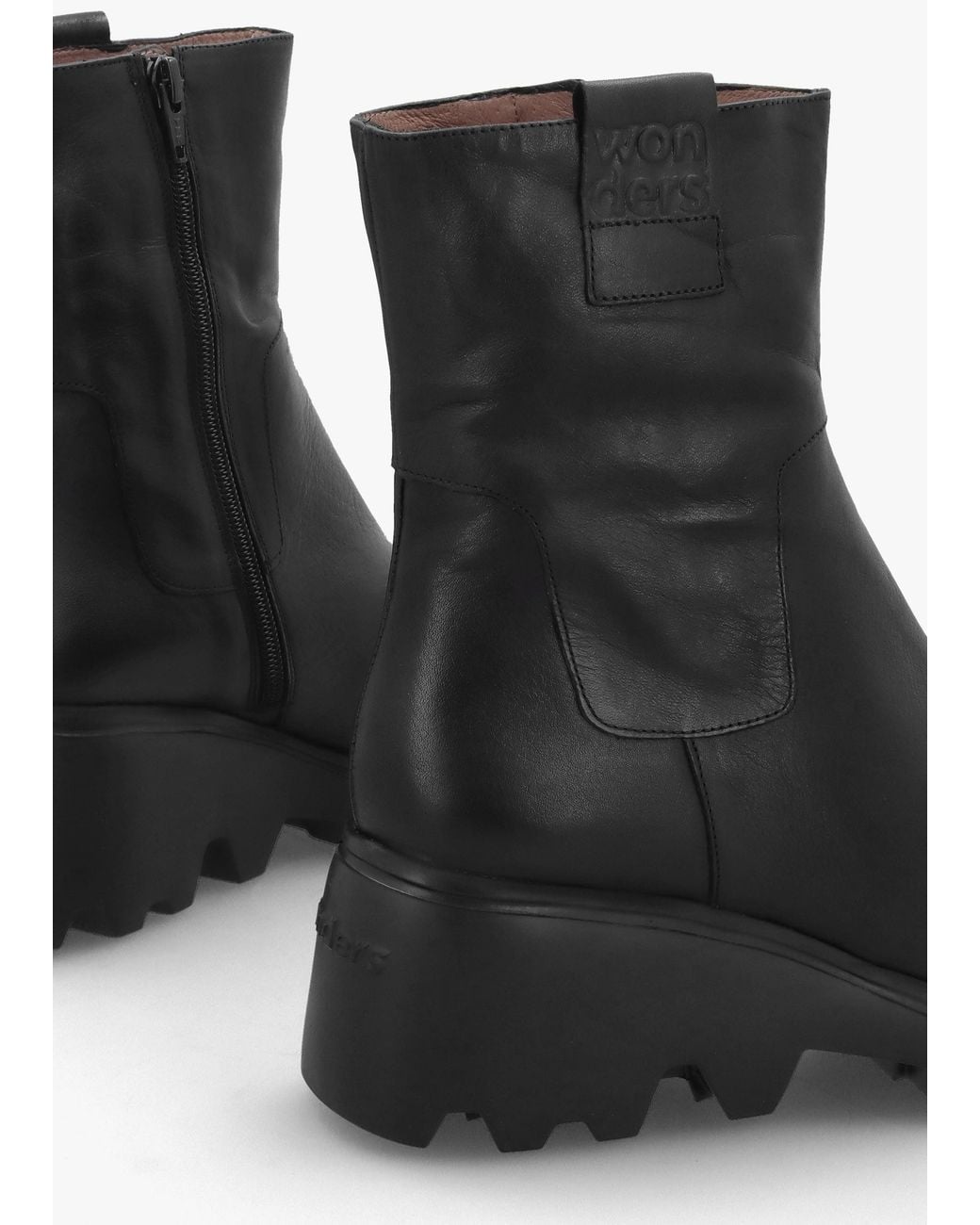 Wonders Black Wedge Ankle Boots