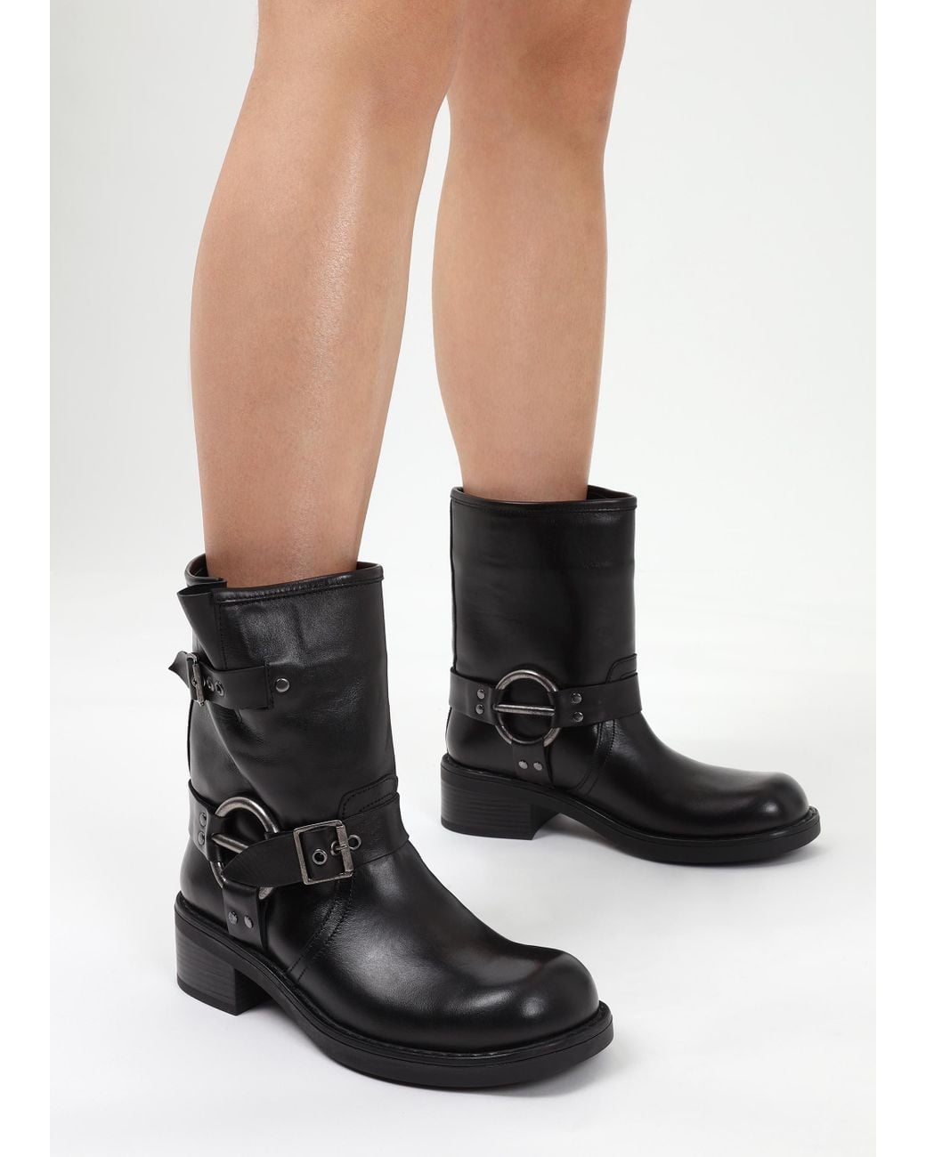 Daniel Ibike Black Leather Chunky Biker Boots
