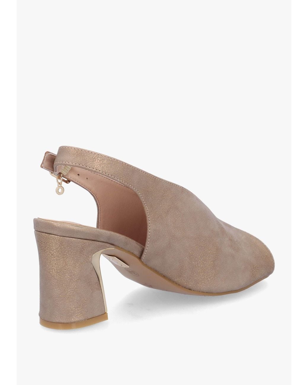 Moda In Pelle Natural Love Taupe Metallic Block Heel Sling Back Sandals
