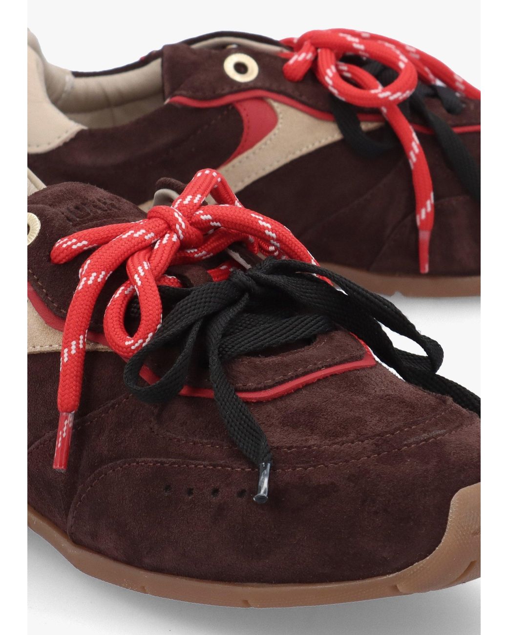 Bronx Red Myr-Aa Coffee Bean Oakmilk Suede Low Top Trainers